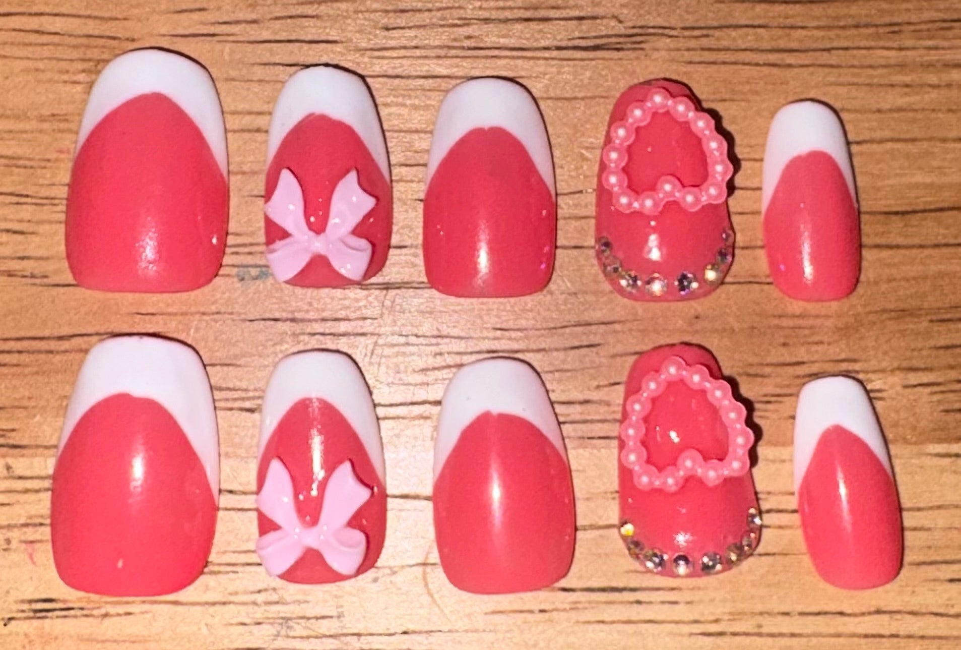 White & Pink French Press Ons