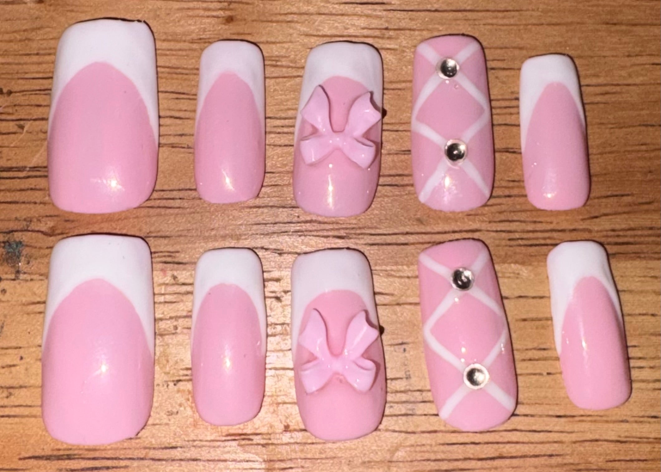 Pink Bow Press Ons