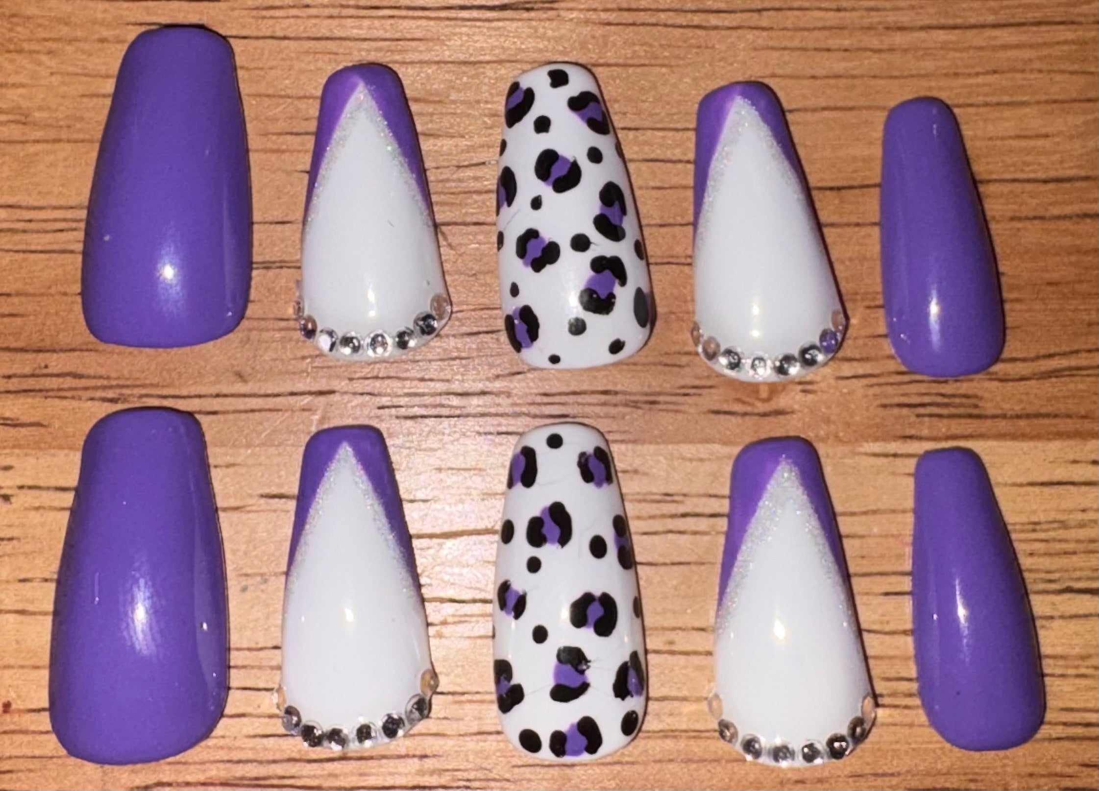 Purple Leopard Press Ons